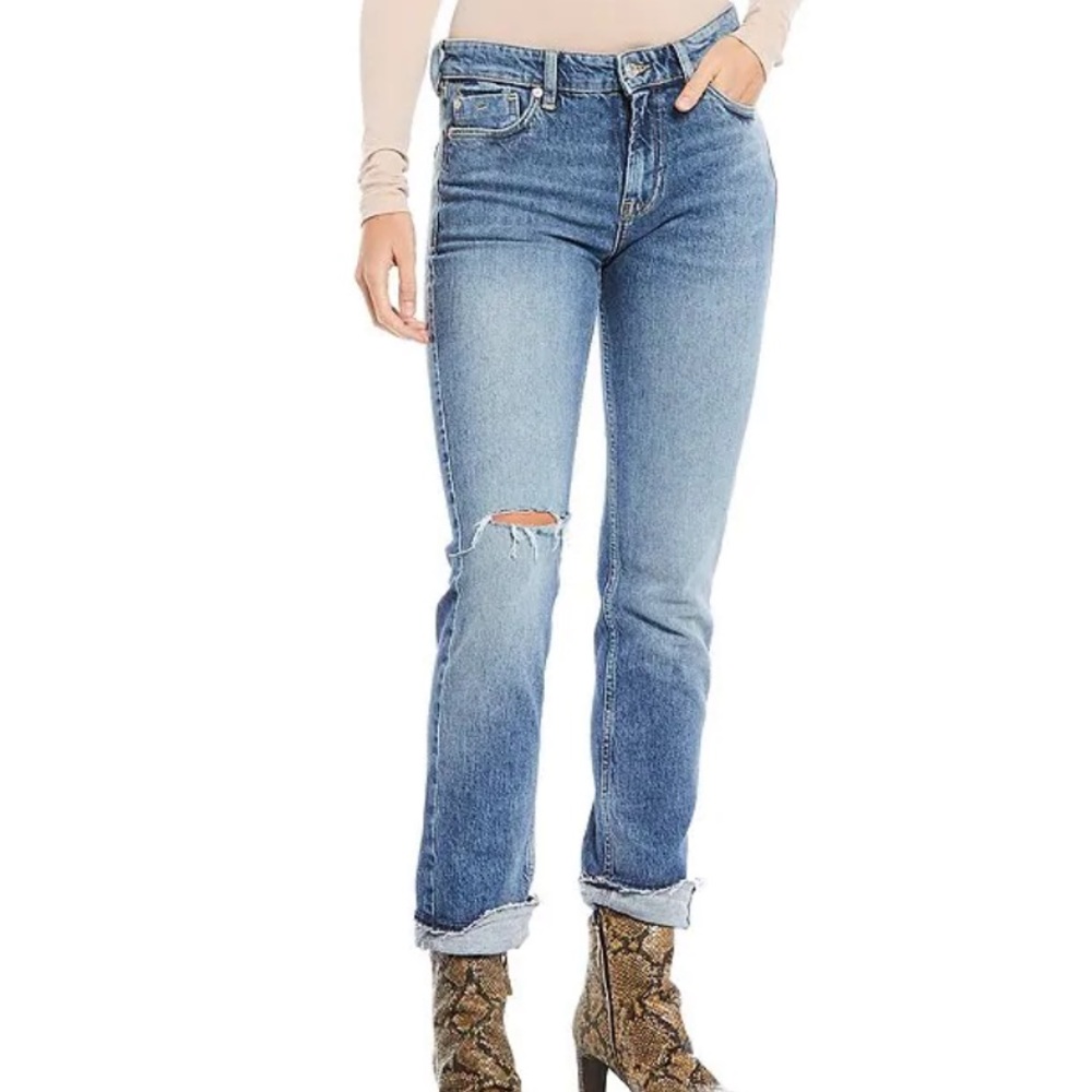 Free people Cuffed Destruction Slim Boyfriend Jeans